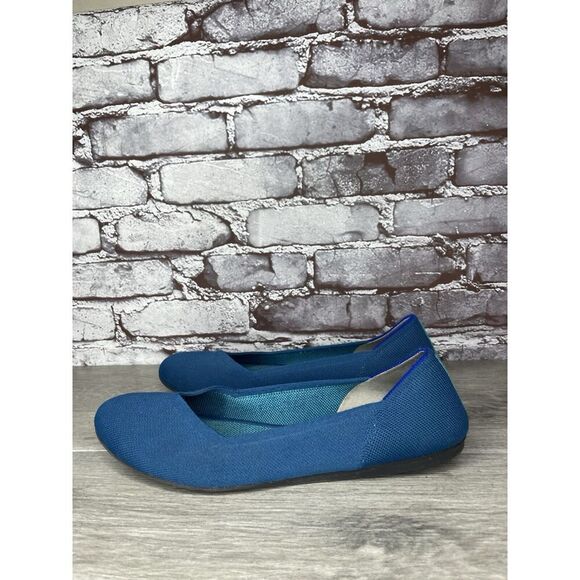 Rothy's The Square Pacific Blue Knit Fabric Ballet Flats Women Sz 11M US/42EU - Picture 1 of 16